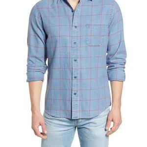 Faherty indigo windowpane shirt - red
